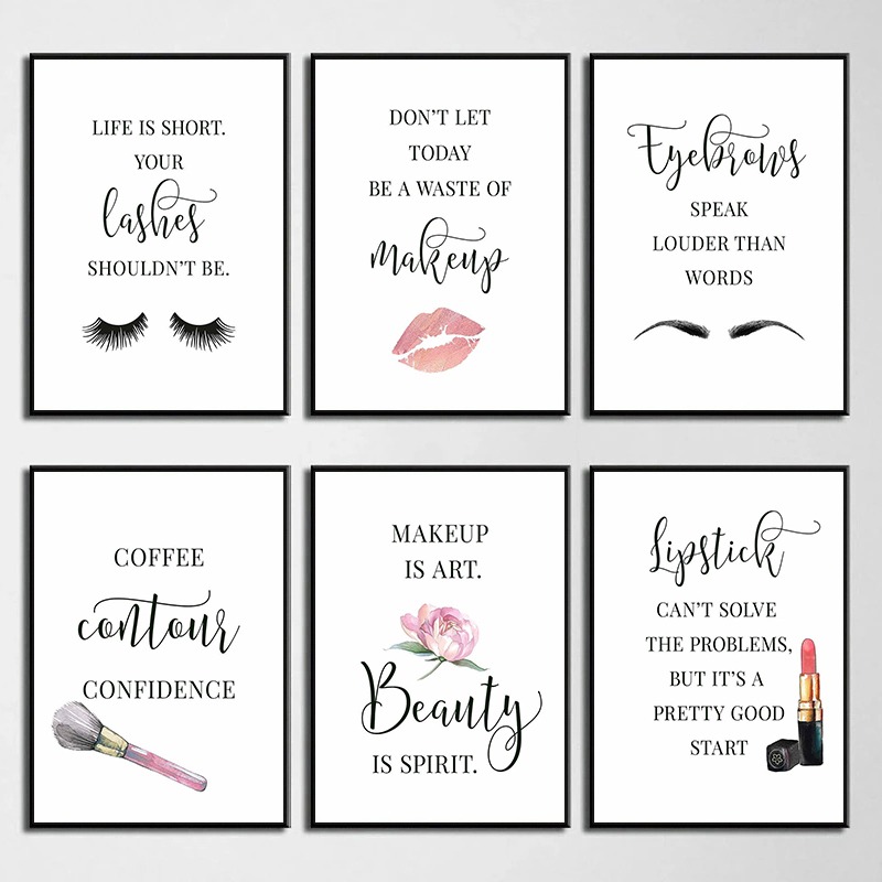 Beauty Of Makeup Quotes - Постер с цитатами о макияже: ресницы,